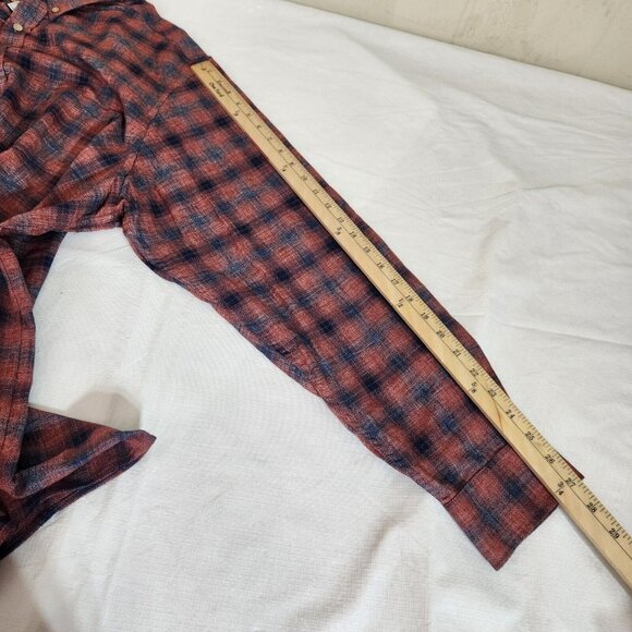 ROWM Mens Plaid Long Sleeve Button-Up Shirt size 3XT Brick Red & Navy - Picture 5 of 10